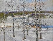 Anton Genberg Winter landscape of Norrland with birch trees Spain oil painting artist